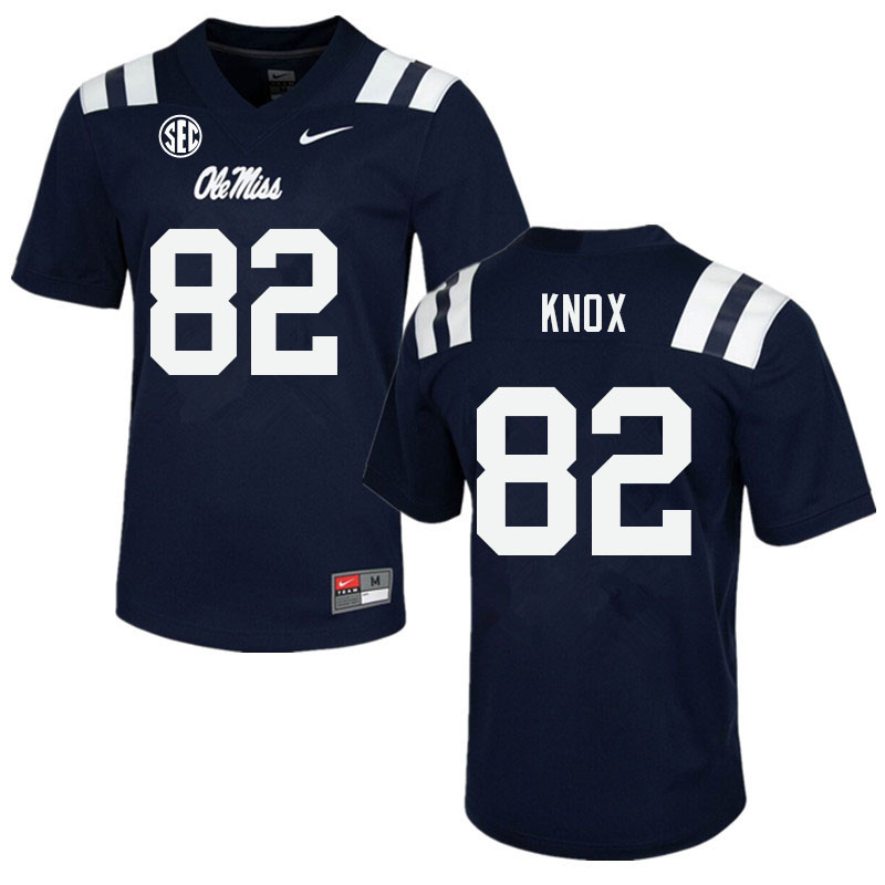 Men #82 Luke Knox Ole Miss Rebels College Football Jerseys Sale-Navy